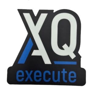 XQ execute logo with blue accents.
