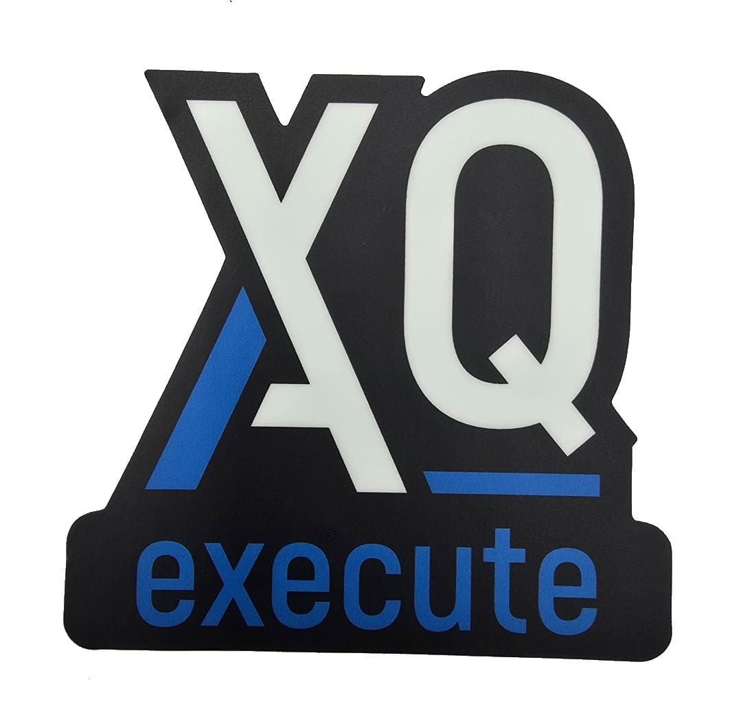 XQ execute logo with blue accents.