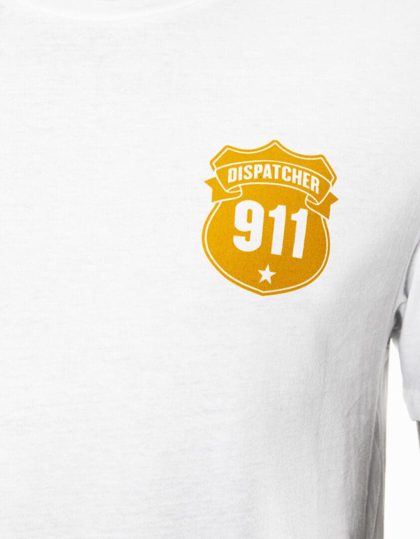 White shirt with "Dispatcher 911" badge.