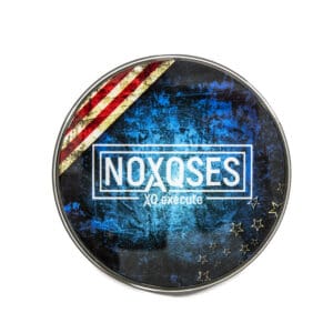 Round badge with NOXQSES logo design.