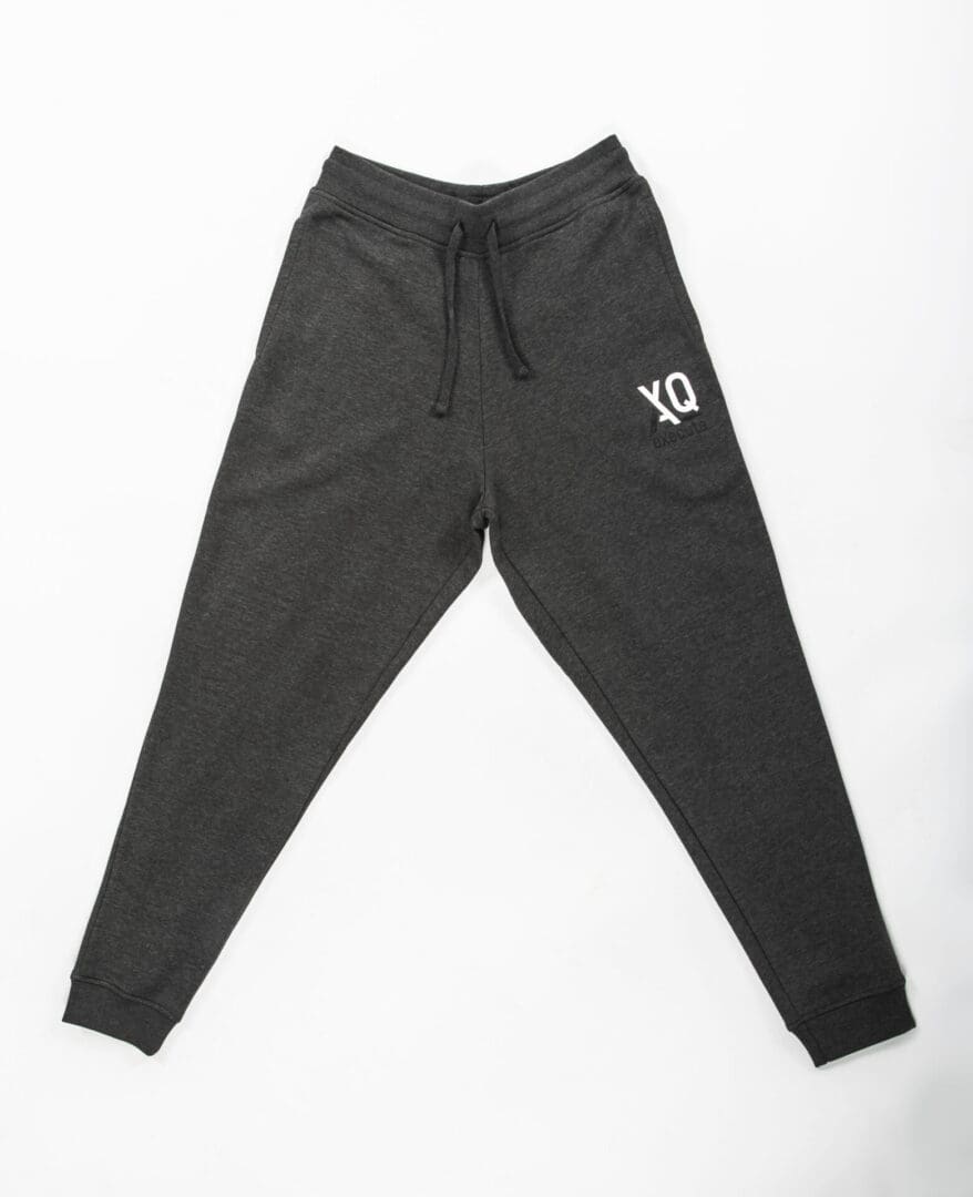 Black joggers with drawstring and logo.